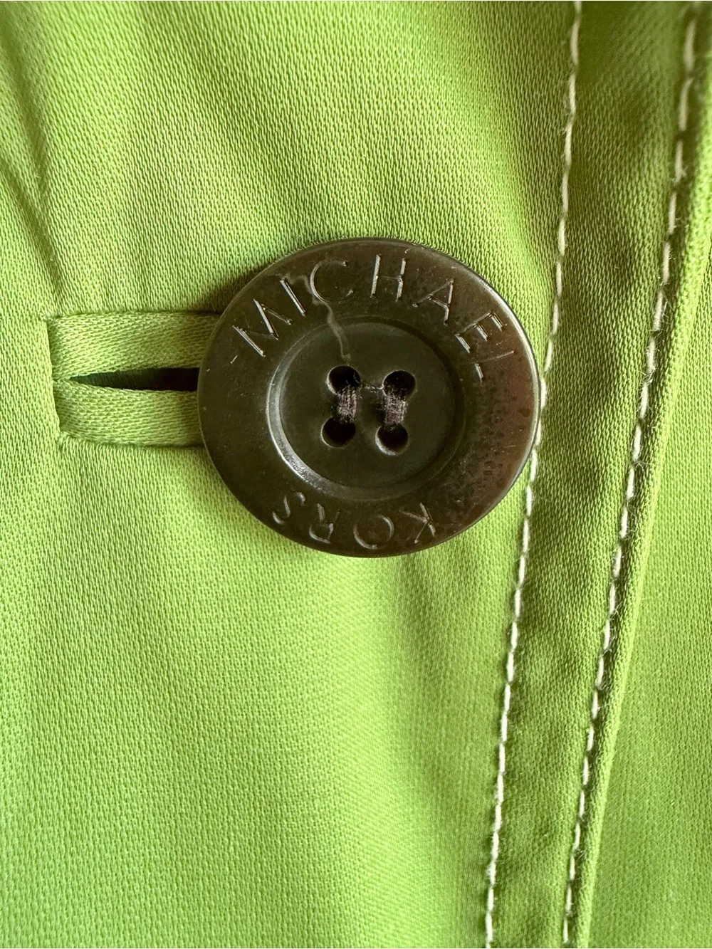 Michael Kors Double Breasted Green Trench Coat Size XS EUC Retro preppy